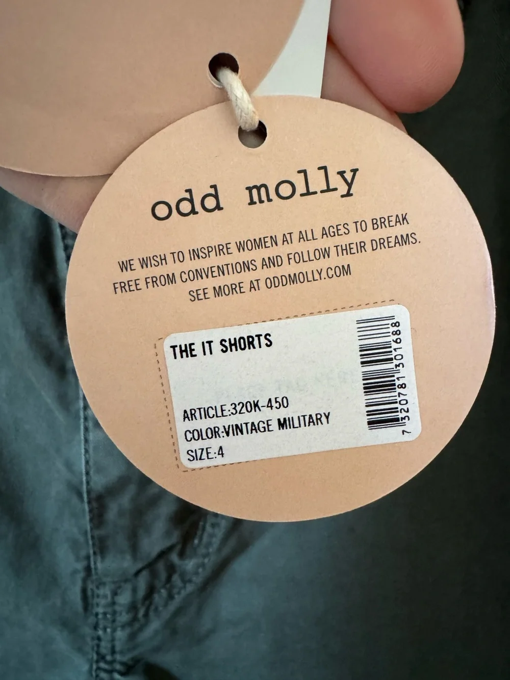 Odd Molly The It Shorts‎ Military Green Cotton 4